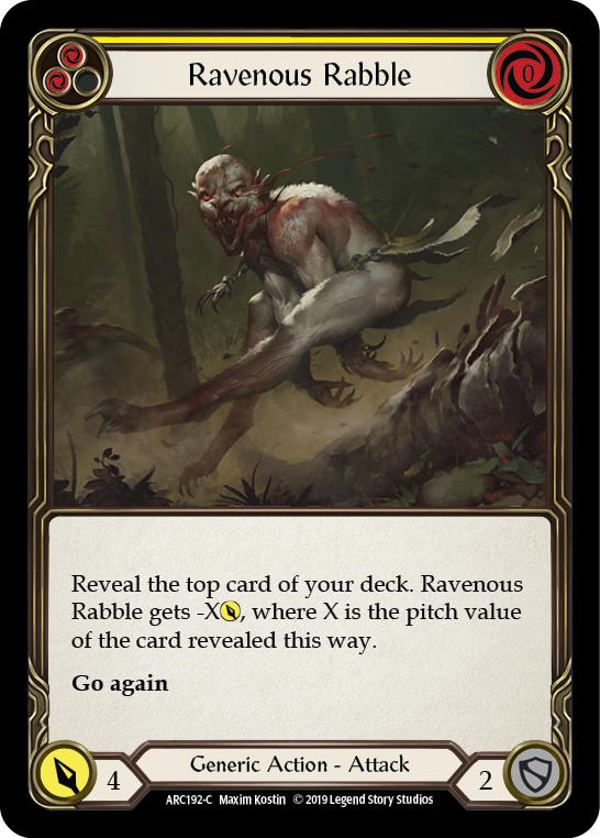 Ravenous Rabble (Yellow) [ARC192-C] (Arcane Rising)  1st Edition Rainbow Foil | Cracking-Singles