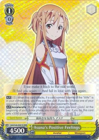 Asuna's Positive Feelings (SAO/S26-E001R RRR) [Sword Art Online Vol.2] | Cracking-Singles