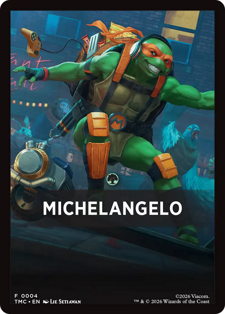 Michelangelo Theme Card [Teenage Mutant Ninja Turtles Commander Tokens] | Cracking-Singles