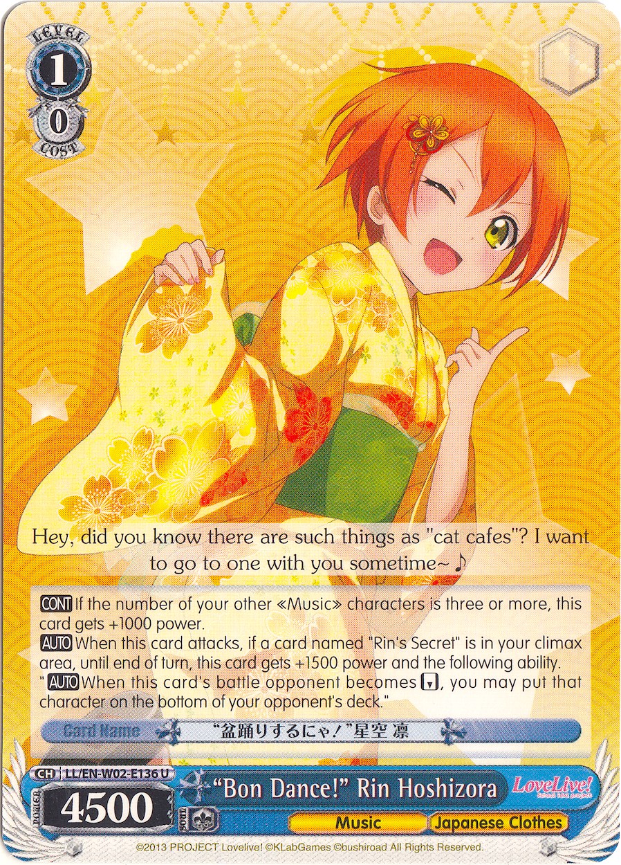 "Bon Dance!" Rin Hoshizora (LL/EN-W02-E136 U) [Love Live! DX Vol.2] | Cracking-Singles