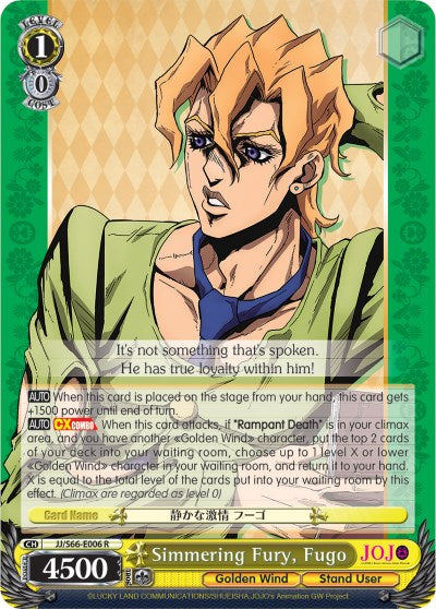 Simmering Fury, Fugo (JJ/S66-E006 R) [JoJo's Bizarre Adventure: Golden Wind] | Cracking-Singles