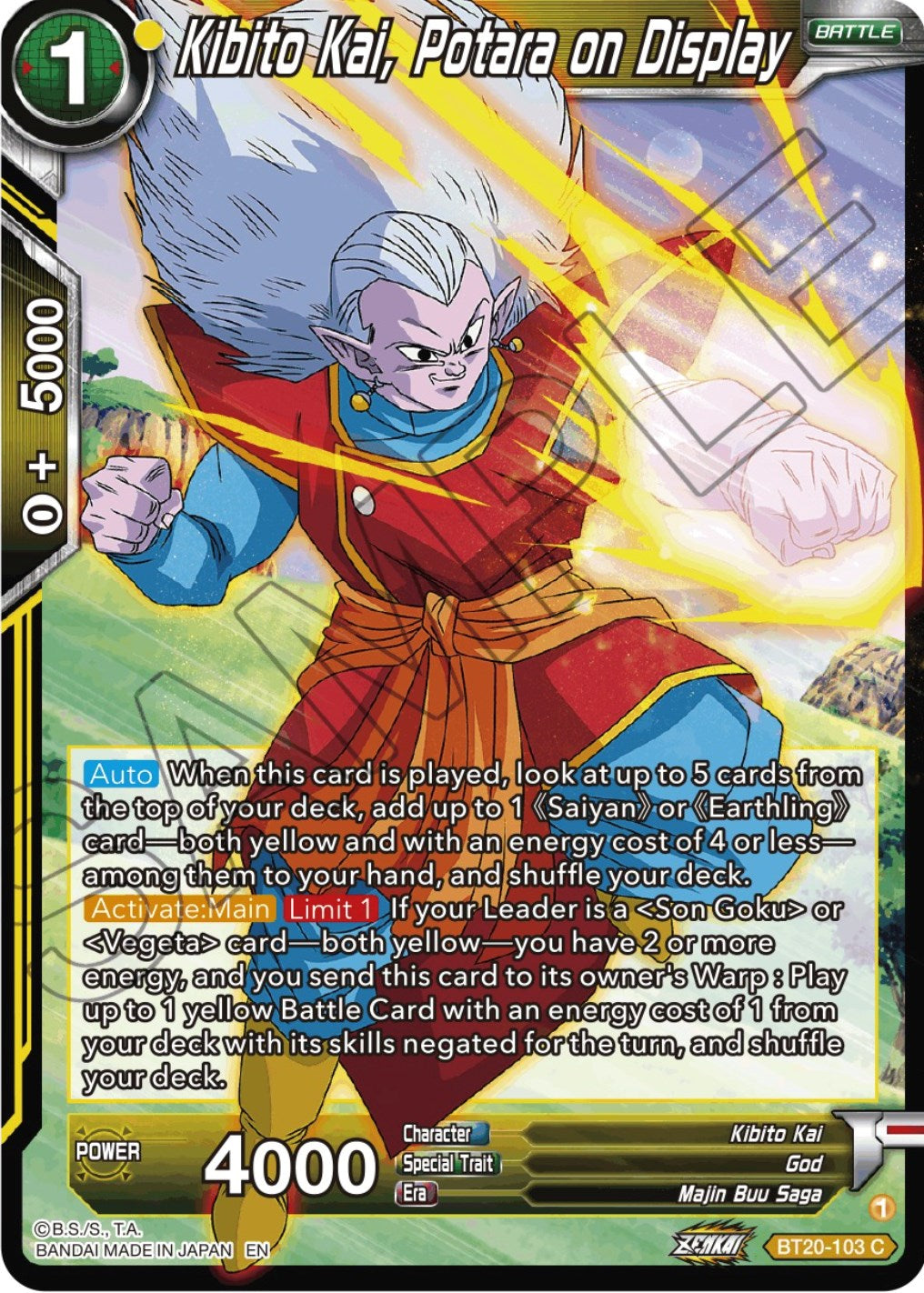 Kibito Kai, Potara on Display (BT20-103) [Power Absorbed] | Cracking-Singles