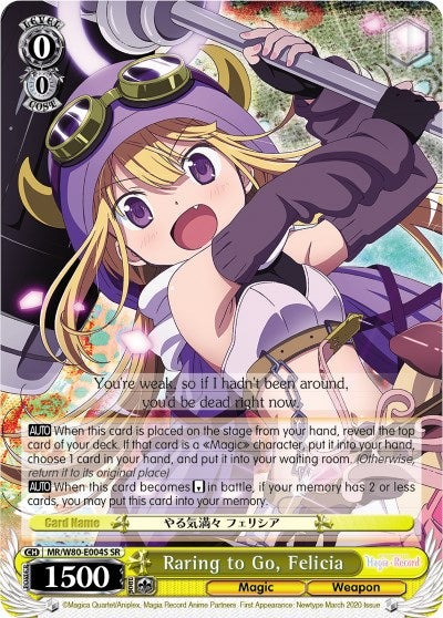 Raring to Go, Felicia (MR/W80-E004S SR) [Magia Record: Puella Magi Madoka Magica [Side Story] (Anime)] | Cracking-Singles