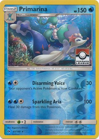 Primarina (41/149) (League Promo) [Sun & Moon: Base Set] | Cracking-Singles