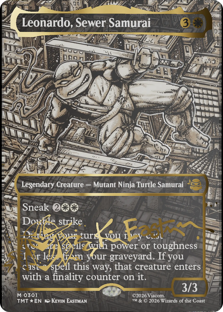 Leonardo, Sewer Samurai (Borderless) (Gold-Stamped Signature) [Teenage Mutant Ninja Turtles] | Cracking-Singles