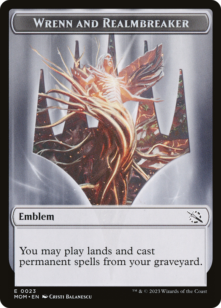 Treasure (21) // Wrenn and Realmbreaker Emblem Double-Sided Token [March of the Machine Tokens] | Cracking-Singles