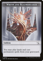 Treasure (21) // Wrenn and Realmbreaker Emblem Double-Sided Token [March of the Machine Tokens] | Cracking-Singles