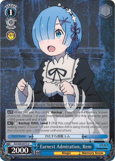 Earnest Admiration, Rem (RZ/S68-E073 U) [Re:ZERO Memory Snow] | Cracking-Singles