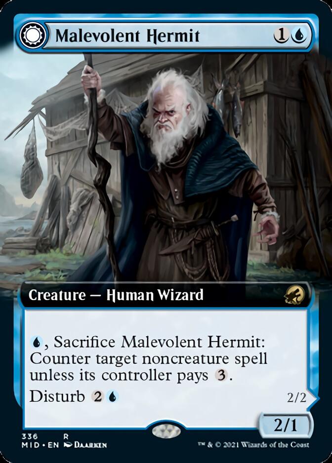 Malevolent Hermit // Benevolent Geist (Extended Art) [Innistrad: Midnight Hunt] | Cracking-Singles
