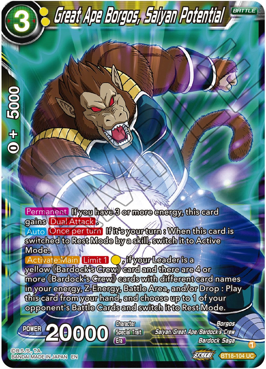 Great Ape Borgos, Saiyan Potential (BT18-104) [Dawn of the Z-Legends] | Cracking-Singles