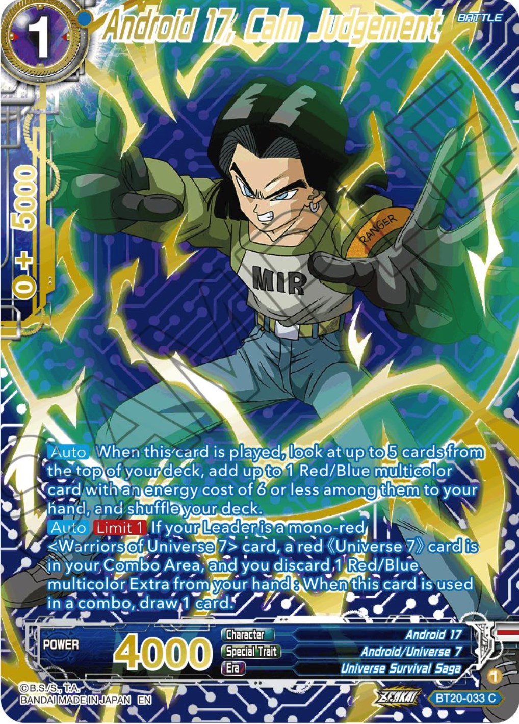 Android 17, Calm Judgement (Gold-Stamped) (BT20-033) [Power Absorbed] | Cracking-Singles