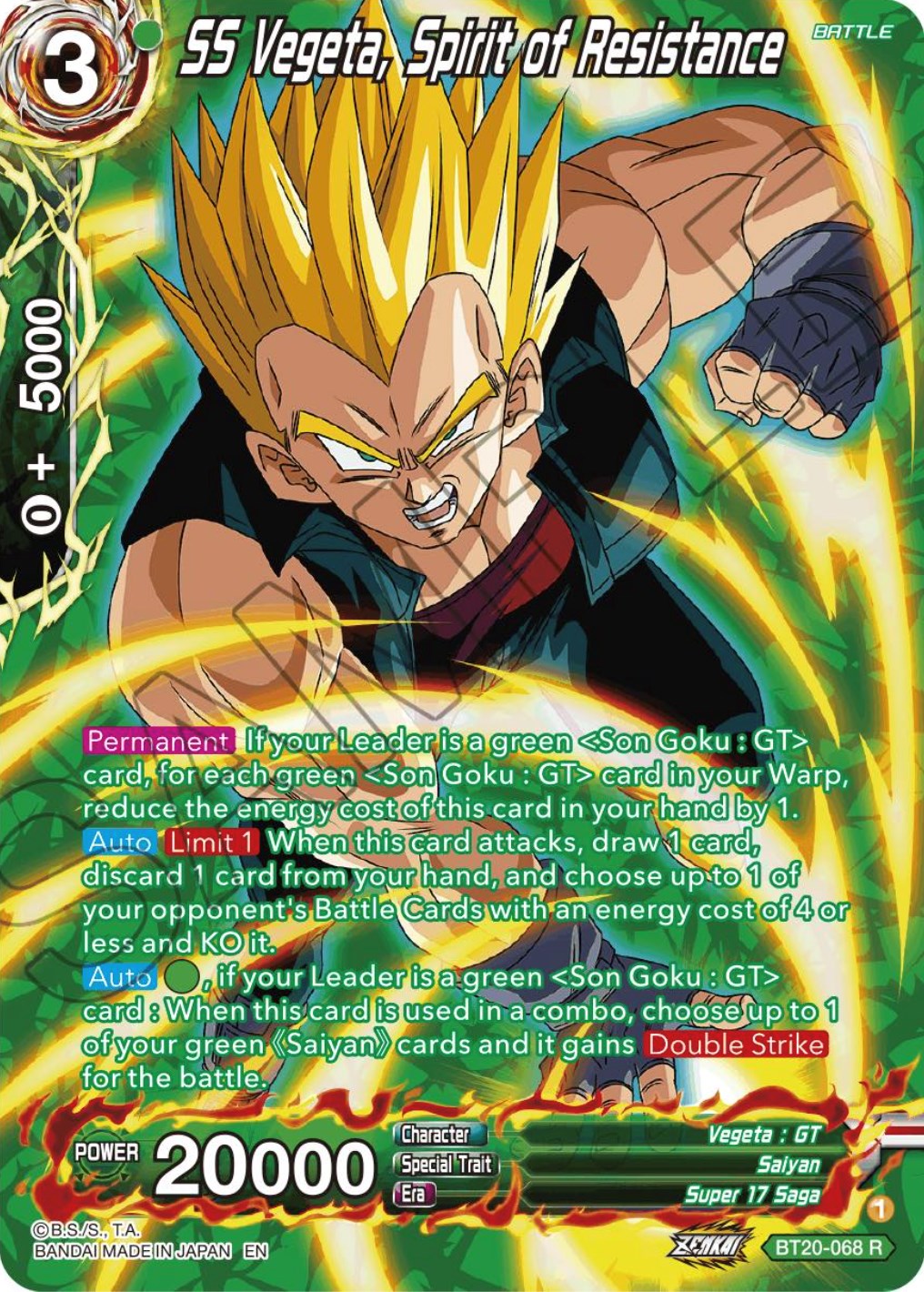 SS Vegeta, Spirit of Resistance (Silver Foil) (BT20-068) [Power Absorbed] | Cracking-Singles