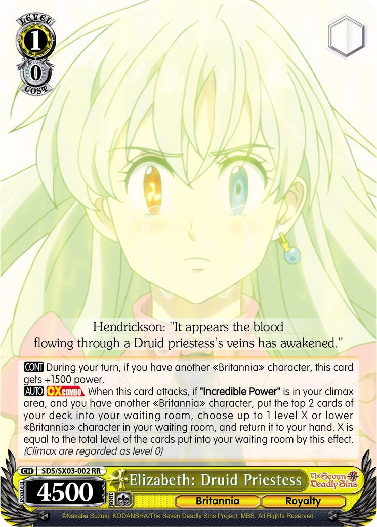 Elizabeth: Druid Priestess (SDS/SX03-002 RR) [The Seven Deadly Sins] | Cracking-Singles