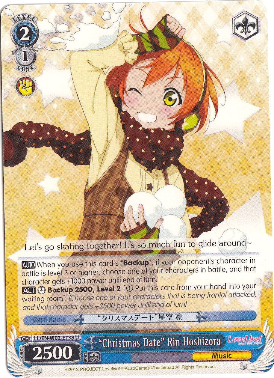 "Christmas Date" Rin Hoshizora (LL/EN-W02-E138 U) [Love Live! DX Vol.2] | Cracking-Singles