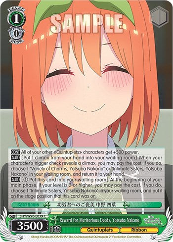Reward for Meritorious Deeds, Yotsuba Nakano (5HY/W90-E039 C) [The Quintessential Quintuplets 2] | Cracking-Singles