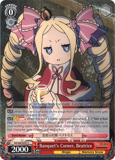 Banquet's Corner, Beatrice (RZ/S68-E041 C) [Re:ZERO Memory Snow] | Cracking-Singles