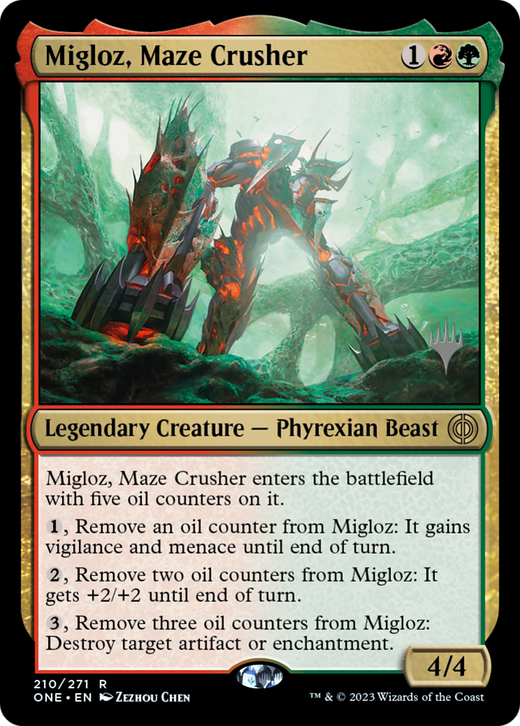 Migloz, Maze Crusher (Promo Pack) [Phyrexia: All Will Be One Promos] | Cracking-Singles
