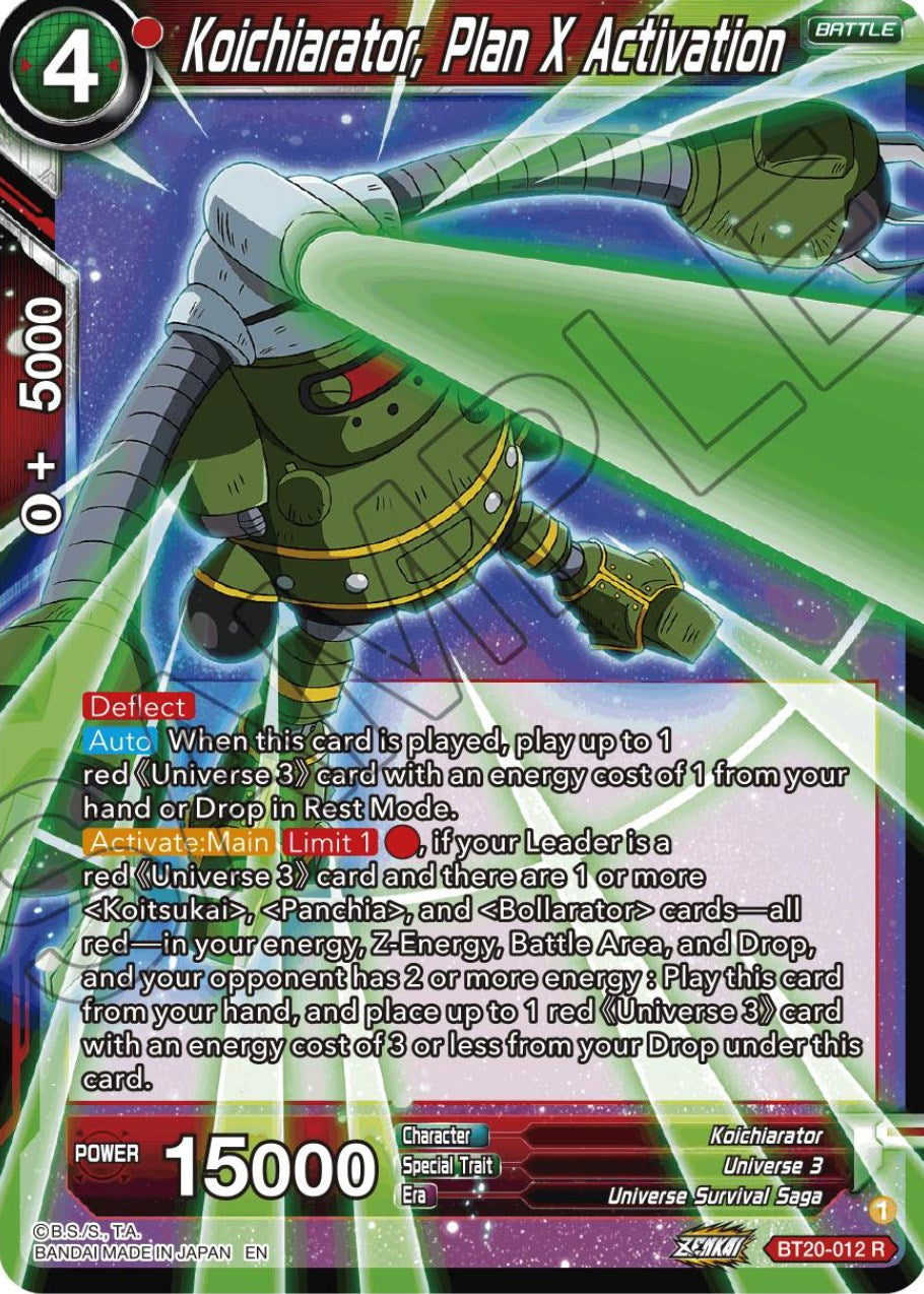 Koichiarator, Plan X Activation (BT20-012) [Power Absorbed] | Cracking-Singles