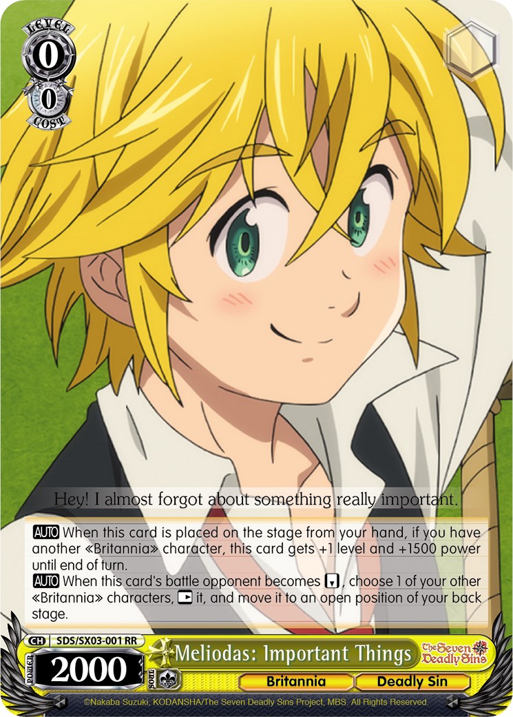 Meliodas: Important Things (SDS/SX03-001 RR) [The Seven Deadly Sins] | Cracking-Singles