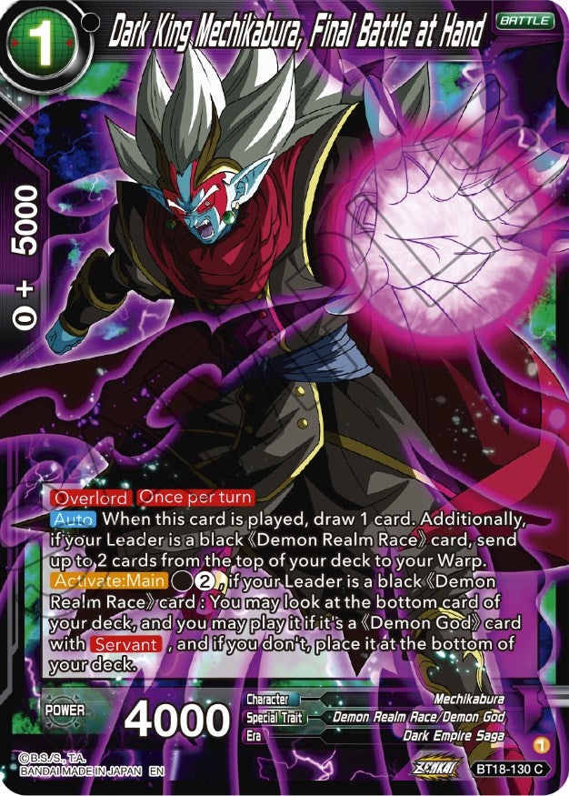Dark King Mechikabura, Final Battle at Hand (BT18-130) [Dawn of the Z-Legends] | Cracking-Singles