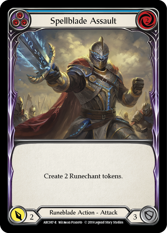 Spellblade Assault (Blue) [ARC087-R] (Arcane Rising)  1st Edition Rainbow Foil | Cracking-Singles