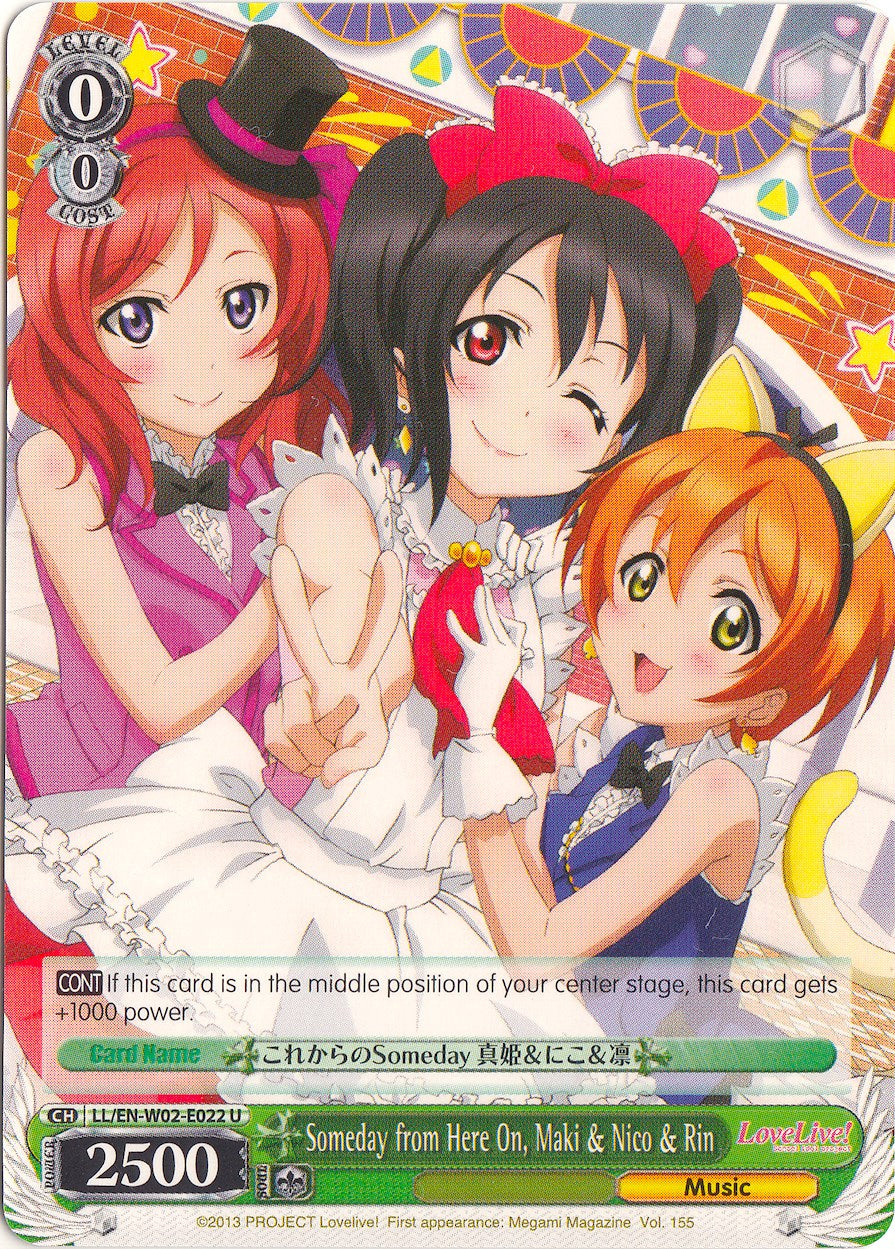 Someday from Here On, Maki & Nico & Rin (LL/EN-W02-E022 U) [Love Live! DX Vol.2] | Cracking-Singles