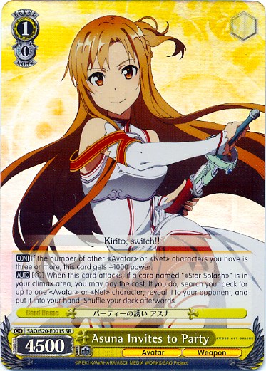 Asuna Invites to Party (SAO/S20-E001S SR) [Sword Art Online] | Cracking-Singles