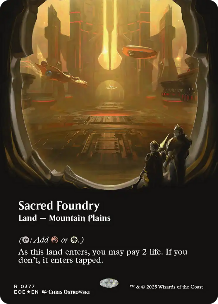 Sacred Foundry (Borderless) (Galaxy Foil) [Edge of Eternities] | Cracking-Singles