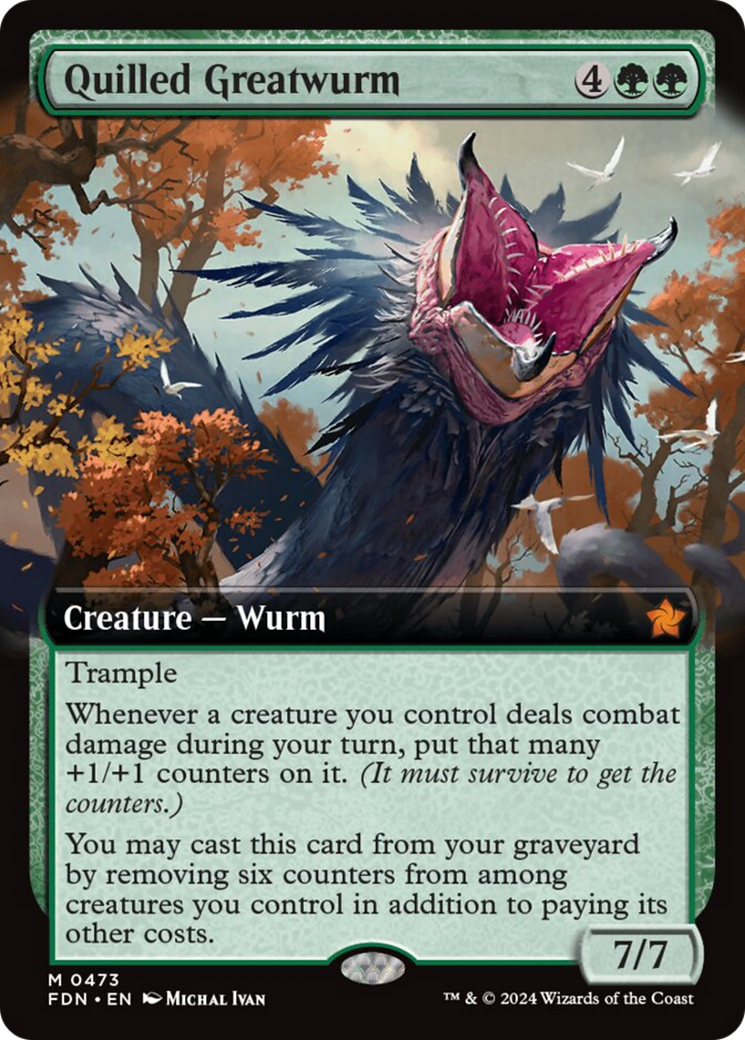 Quilled Greatwurm (Extended Art) [Foundations] | Cracking-Singles