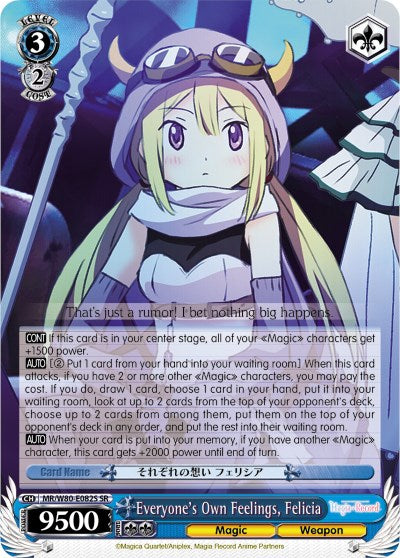 Everyone's Own Feelings, Felicia (MR/W80-E082S SR) [Magia Record: Puella Magi Madoka Magica [Side Story] (Anime)] | Cracking-Singles