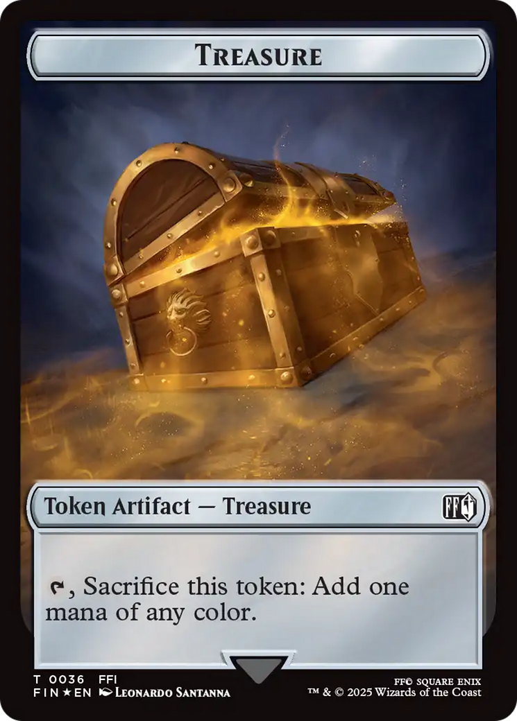 Foretell // Treasure Double-Sided Token (Surge Foil) [FINAL FANTASY Commander Tokens] | Cracking-Singles