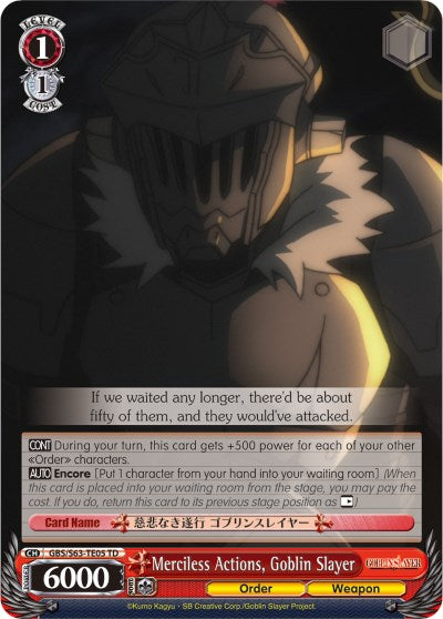 Merciless Actions, Goblin Slayer (GBS/S63-TE05 TD) [Goblin Slayer] | Cracking-Singles