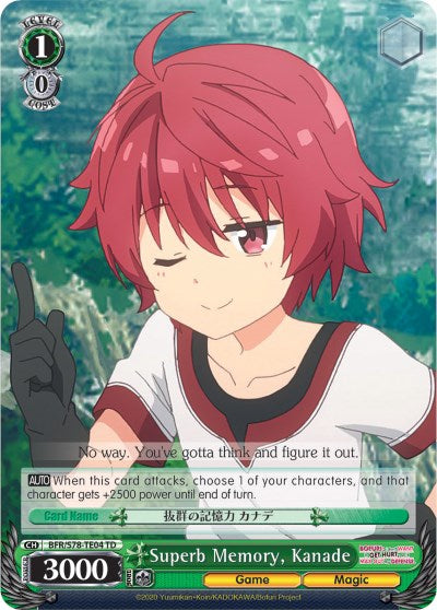 Superb Memory, Kanade (BFR/S78-TE04 TD) [BOFURI: I Don't Want to Get Hurt, so I'll Max Out My Defense] | Cracking-Singles