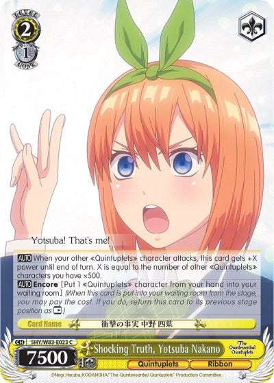Shocking Truth, Yotsuba Nakano (5HY/W83-E023 C) [The Quintessential Quintuplets] | Cracking-Singles