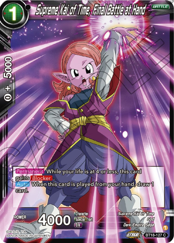 Supreme Kai of Time, Final Battle at Hand (BT18-127) [Dawn of the Z-Legends] | Cracking-Singles