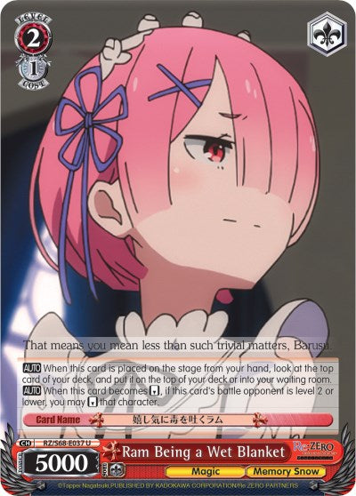 Ram Being a Wet Blanket (RZ/S68-E037 U) [Re:ZERO Memory Snow] | Cracking-Singles
