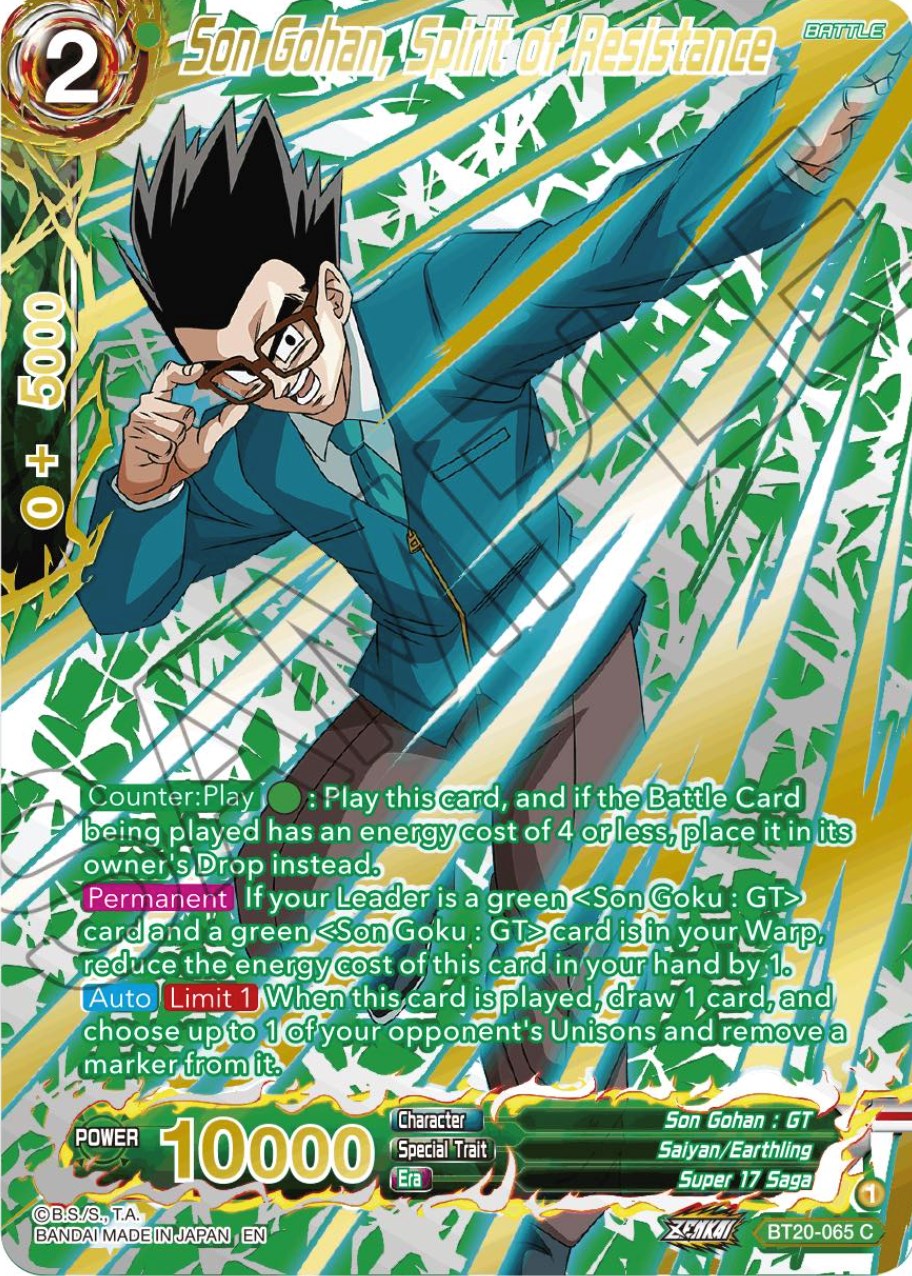 Son Gohan, Spirit of Resistance (Gold-Stamped) (BT20-065) [Power Absorbed] | Cracking-Singles