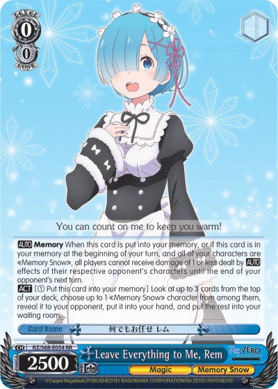Leave Everything to Me, Rem (RZ/S68-E054 RR) [Re:ZERO Memory Snow] | Cracking-Singles