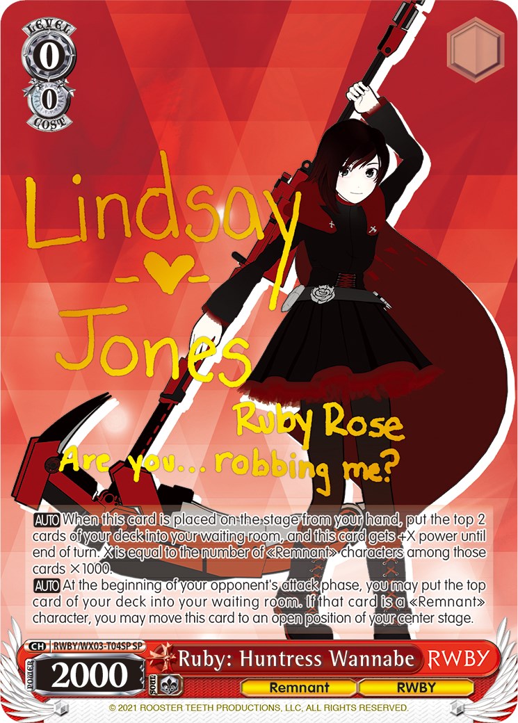 Ruby: Huntress Wannabe (RWBY/WX03-T04SP SP) [RWBY] | Cracking-Singles