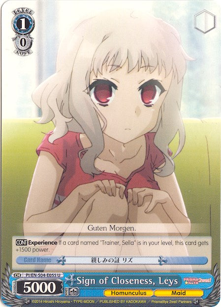Sign of Closeness, Leys (PI/EN-S04-E055 U) [Fate/kaleid liner PRISMA ILLYA DX] | Cracking-Singles