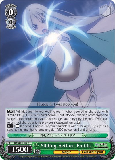Sliding Action! Emilia (RZ/SE35-E07 R) (Parallel Foil) [Re:ZERO: The Frozen Bond] | Cracking-Singles