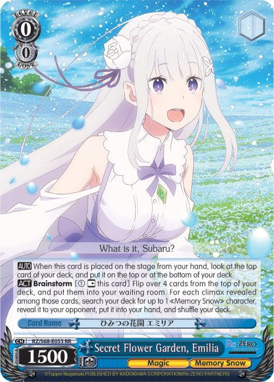 Secret Flower Garden, Emilia (RZ/S68-E053 RR) [Re:ZERO Memory Snow] | Cracking-Singles