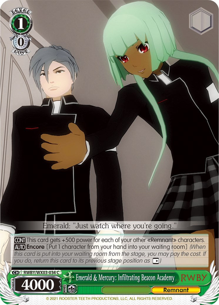 Emerald & Mercury: Infiltrating Beacon Academy (RWBY/WX03-034 C) [RWBY] | Cracking-Singles