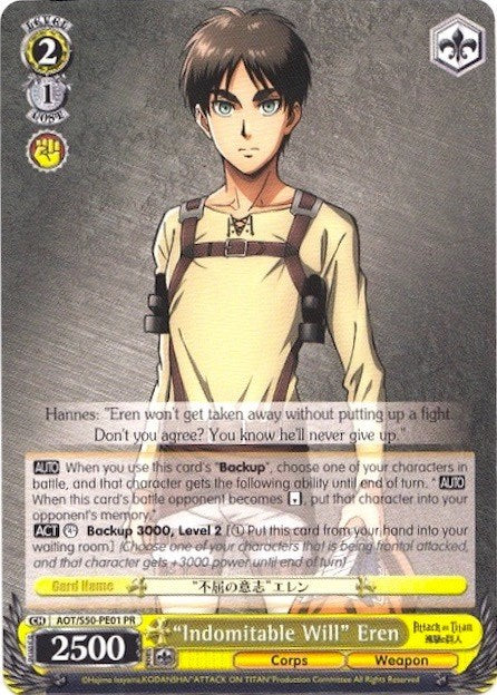 "Indomitable Will" Eren (AOT/S50-PE01 PR) (Promo) [Attack on Titan Vol. 2] | Cracking-Singles