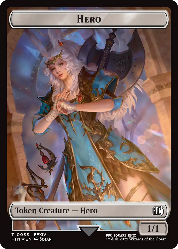 Human Soldier // Hero (0033) Double-Sided Token (Surge Foil) [FINAL FANTASY Commander Tokens] | Cracking-Singles