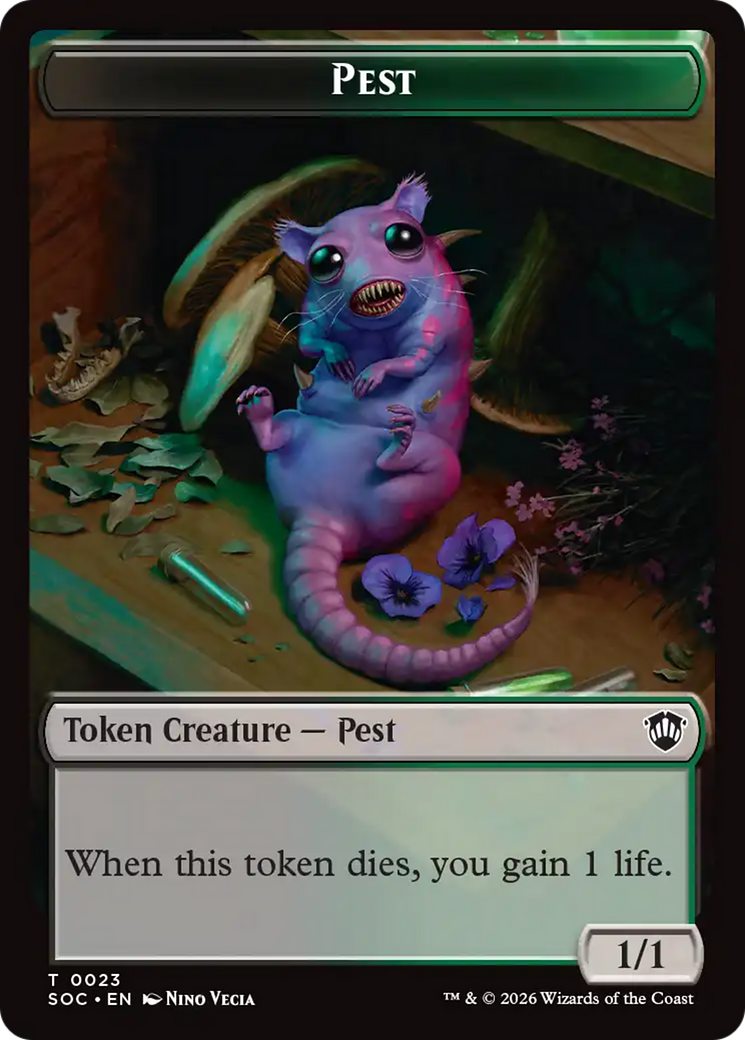 Saproling // Pest (0023) Double-Sided Token [Secrets of Strixhaven Commander Tokens] | Cracking-Singles