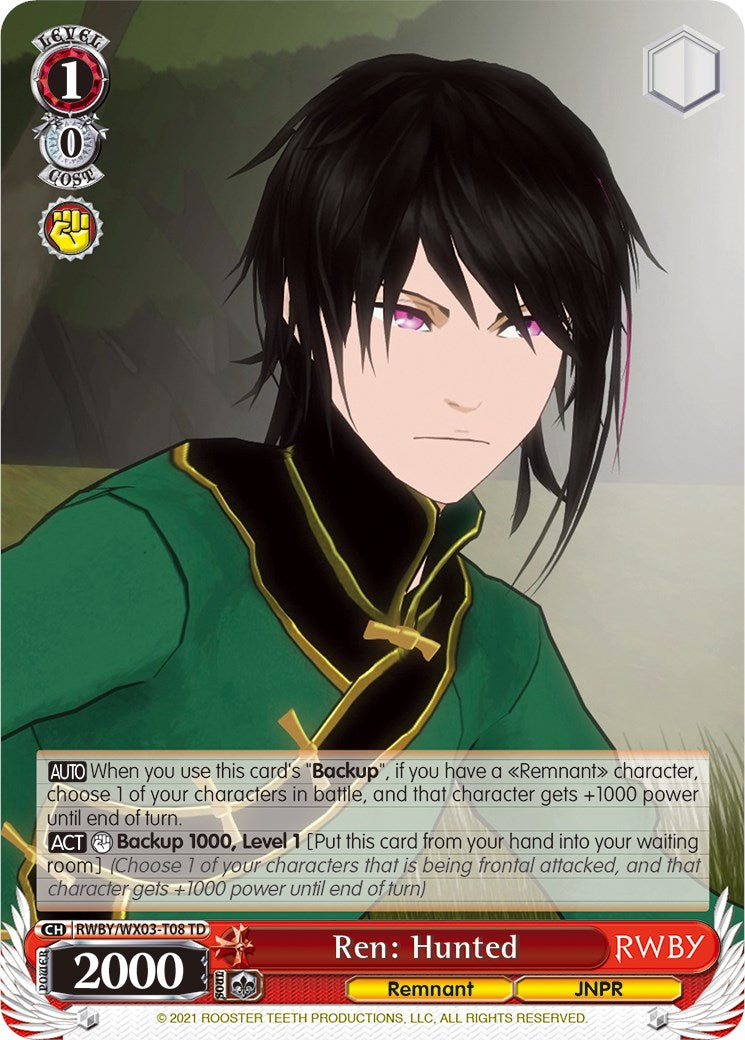 Ren: Hunted (RWBY/WX03-T08 TD) [RWBY] | Cracking-Singles
