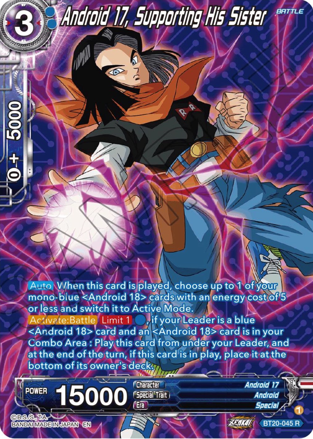 Android 17, Supporting His Sister (Silver Foil) (BT20-045) [Power Absorbed] | Cracking-Singles