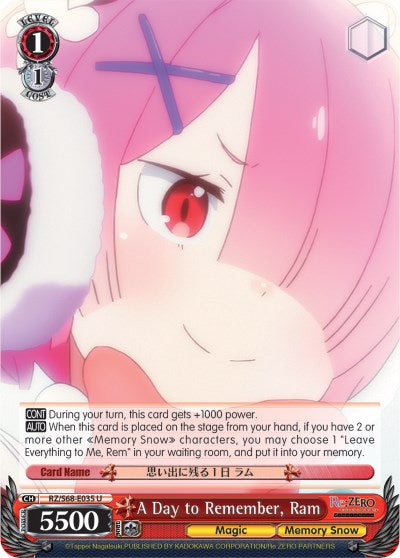 A Day to Remember, Ram (RZ/S68-E035 U) [Re:ZERO Memory Snow] | Cracking-Singles