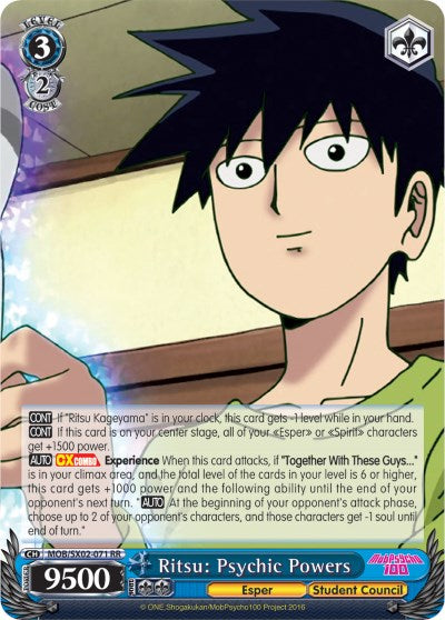 Ritsu: Psychic Powers (MOB/SX02-071 RR) [Mob Psycho 100] | Cracking-Singles